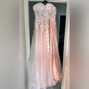 Elegant Pink Floral Embroidered Skirt